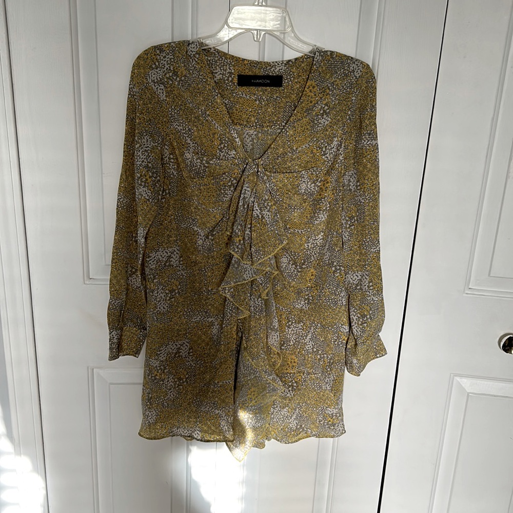 Thakoon Size 2 LS Button Down Silk Printed shirt Dress GUC B52